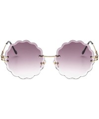 Round Fashion Vintage Rimless Round Flower Shaped Sunglasses Women Girls Summer Stylish UV400 - Grey - CM18DXT7UKD $12.21