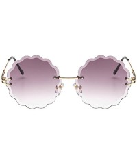 Round Fashion Vintage Rimless Round Flower Shaped Sunglasses Women Girls Summer Stylish UV400 - Grey - CM18DXT7UKD $12.21