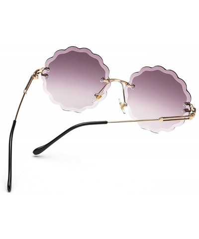 Round Fashion Vintage Rimless Round Flower Shaped Sunglasses Women Girls Summer Stylish UV400 - Grey - CM18DXT7UKD $12.21