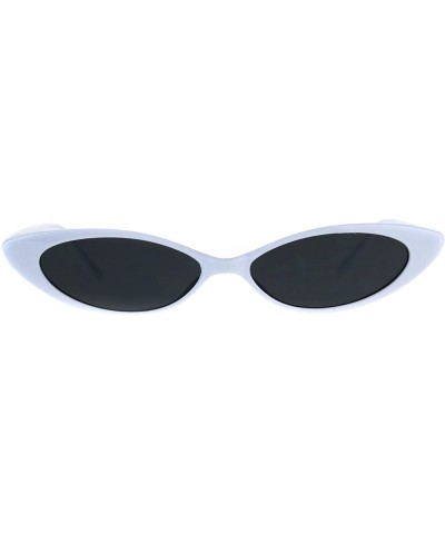 Cat Eye Womens Ultra Thin Narrow Cat Eye Goth Plastic Sunglasses - White Black - CR18C7H99TX $10.82