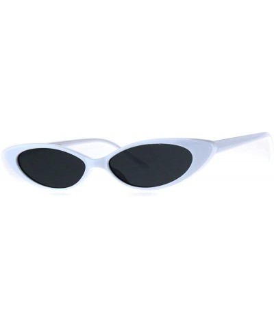 Cat Eye Womens Ultra Thin Narrow Cat Eye Goth Plastic Sunglasses - White Black - CR18C7H99TX $10.82