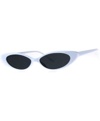 Cat Eye Womens Ultra Thin Narrow Cat Eye Goth Plastic Sunglasses - White Black - CR18C7H99TX $10.82