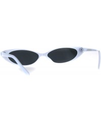 Cat Eye Womens Ultra Thin Narrow Cat Eye Goth Plastic Sunglasses - White Black - CR18C7H99TX $10.82