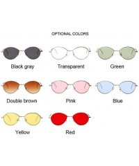 Oval Women Candy Colors Small Oval Sunglasses Metal Frame Female Sun Glasses Clear Pink Lens Shades UV400 - Yellow - CG199973...