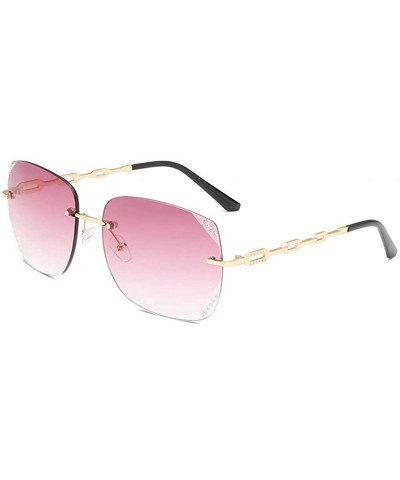 Oversized Women Fashion Rimless Sunglasses Oversized Sunglasses With Case UV400 Protection - C218X7OIRML $45.54
