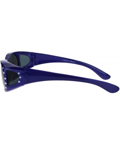 Oval Polarized Womens Rhinestone Pearl Oval Round 60mm OTG Fit Over Sunglasses - Purple - C6185G5M7EU $23.68