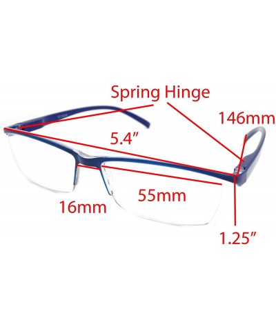 Rectangular Super Lightweight Reading Glasses Free Pouch HalfRim - Z1 Shiny Blue - CW18TR5M9EC $15.40