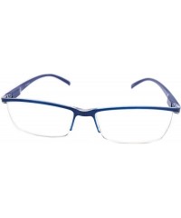 Rectangular Super Lightweight Reading Glasses Free Pouch HalfRim - Z1 Shiny Blue - CW18TR5M9EC $15.40