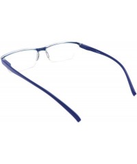 Rectangular Super Lightweight Reading Glasses Free Pouch HalfRim - Z1 Shiny Blue - CW18TR5M9EC $15.40