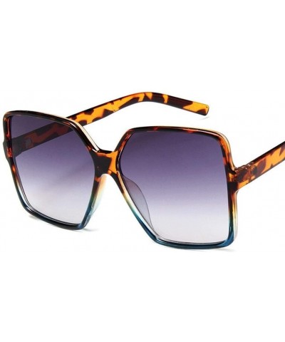 Oversized Fashion Oversize Sunglasses Gradient Plastic - Leopard Blue - C71998C5CUM $33.09