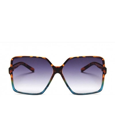 Oversized Fashion Oversize Sunglasses Gradient Plastic - Leopard Blue - C71998C5CUM $16.55