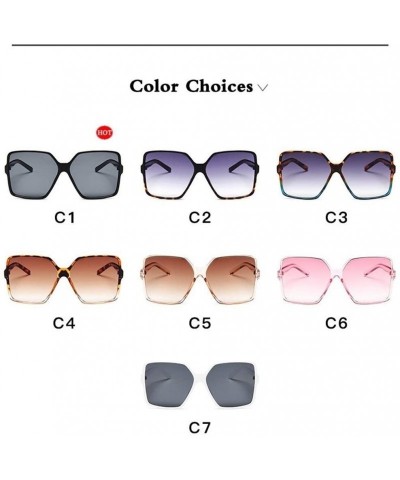 Oversized Fashion Oversize Sunglasses Gradient Plastic - Leopard Blue - C71998C5CUM $16.55