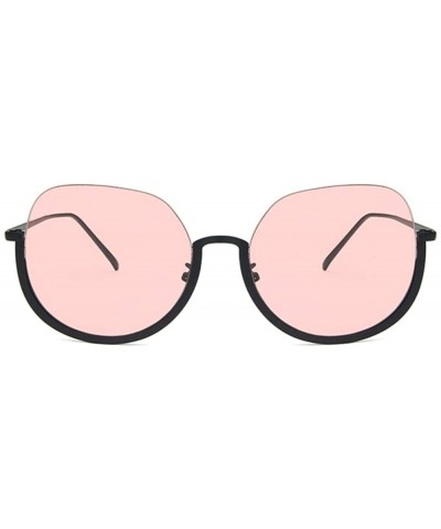 Oversized Women Fashion Eyewear Travel Sunglasses Half Frame Case UV400 Protect - Glossy Black Frame/Pink Lens - C118WQIEDR7 ...