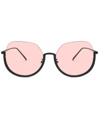 Oversized Women Fashion Eyewear Travel Sunglasses Half Frame Case UV400 Protect - Glossy Black Frame/Pink Lens - C118WQIEDR7 ...