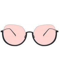 Oversized Women Fashion Eyewear Travel Sunglasses Half Frame Case UV400 Protect - Glossy Black Frame/Pink Lens - C118WQIEDR7 ...