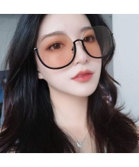 Oversized Women Fashion Eyewear Travel Sunglasses Half Frame Case UV400 Protect - Glossy Black Frame/Pink Lens - C118WQIEDR7 ...