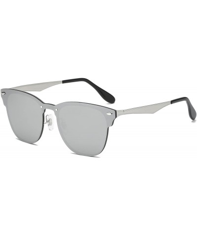 Oversized Classic Unisex Sunglasses Futuristic Integral Rimless Lens LK1738 - Silver/Silver - C7186XCGL9W $10.59