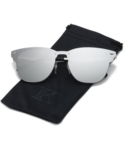 Oversized Classic Unisex Sunglasses Futuristic Integral Rimless Lens LK1738 - Silver/Silver - C7186XCGL9W $10.59