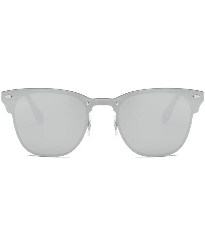 Oversized Classic Unisex Sunglasses Futuristic Integral Rimless Lens LK1738 - Silver/Silver - C7186XCGL9W $10.59