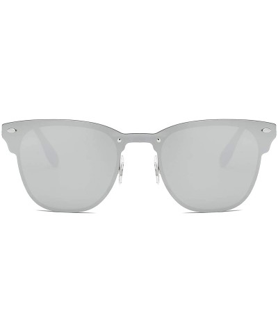 Oversized Classic Unisex Sunglasses Futuristic Integral Rimless Lens LK1738 - Silver/Silver - C7186XCGL9W $10.59