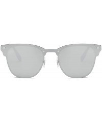 Oversized Classic Unisex Sunglasses Futuristic Integral Rimless Lens LK1738 - Silver/Silver - C7186XCGL9W $10.59