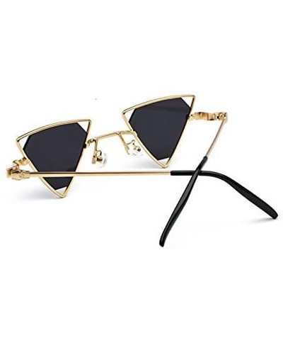 Semi-rimless Vintage Punk Triangle Sunglasses Women Men Metal Frame Black Red Yellow Pink Sun Glasses Retro Shades - CN18Y39E...