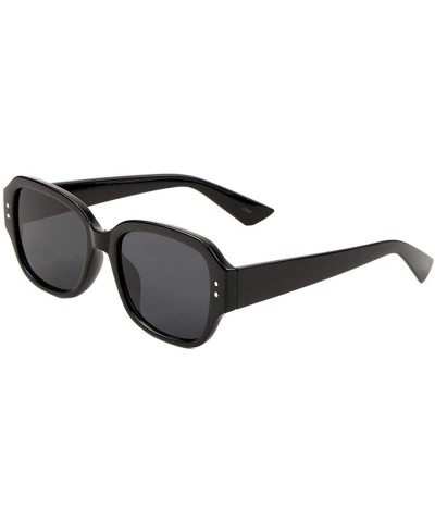 Square Rounded Square Two Dots Butterfly Sunglasses - Black - CB197R3R950 $26.22
