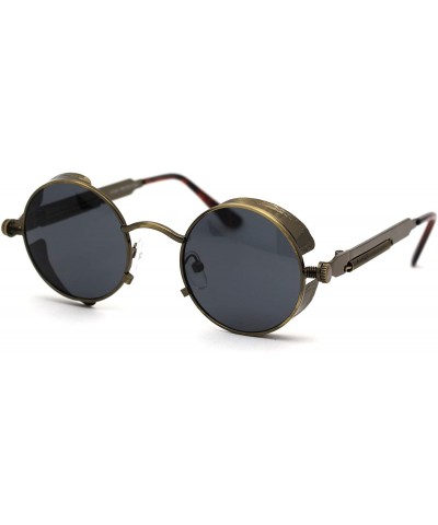 Round Ultra Narrow Kid Size Steam Punk Round Circle Lens Victorian Sunglasses - Brass Black - CJ18WW8ZSEC $26.20