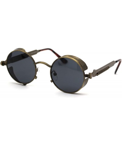 Round Ultra Narrow Kid Size Steam Punk Round Circle Lens Victorian Sunglasses - Brass Black - CJ18WW8ZSEC $15.02