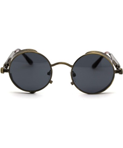Round Ultra Narrow Kid Size Steam Punk Round Circle Lens Victorian Sunglasses - Brass Black - CJ18WW8ZSEC $15.02