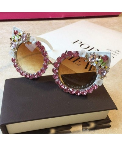 Square Personality Handmade Rhinestone Sunglasses Fashion - C5 - CY198G56EL7 $52.20