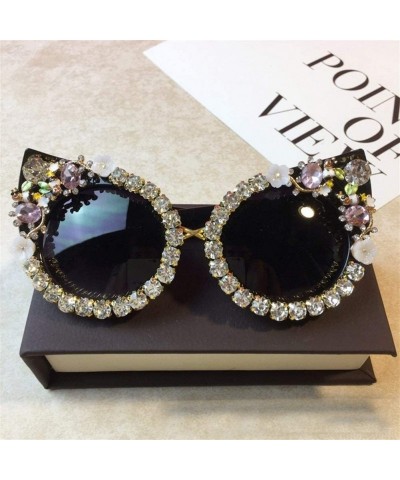 Square Personality Handmade Rhinestone Sunglasses Fashion - C5 - CY198G56EL7 $28.85