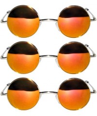 Round Set of 3 Pairs Round Retro Vintage Circle Sunglasses Colored Metal Frame Small model 43 mm - CG184Y533DA $9.19