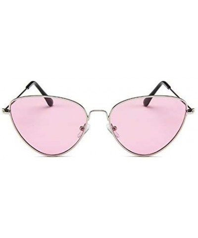 Cat Eye Fashion Cat Eye Full Rim Metal Sunglasses Womens Pink Lens Cateye Style Eyewear - Pink - CQ18RMXA24A $10.34