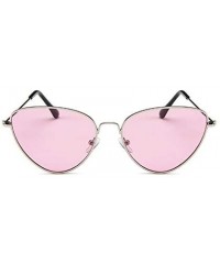 Cat Eye Fashion Cat Eye Full Rim Metal Sunglasses Womens Pink Lens Cateye Style Eyewear - Pink - CQ18RMXA24A $10.34