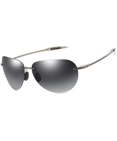 Aviator Rimless Sunglasses For Men Women Ultralight TR90 Frame - Gray - CI18SNKDKT8 $42.16