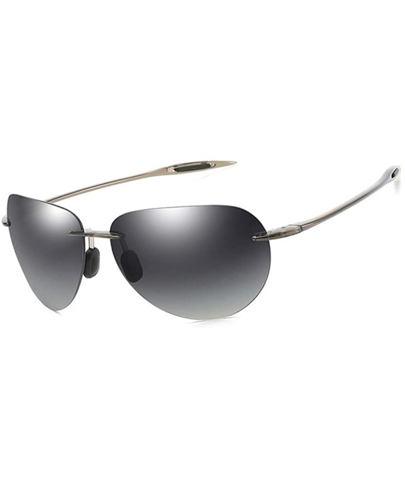Aviator Rimless Sunglasses For Men Women Ultralight TR90 Frame - Gray - CI18SNKDKT8 $18.55