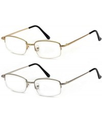 Rectangular 2 Pairs Metal Frame Spring Hinge Reading Glasses With Portable Aluminum Hard Case - Gold+silver - CY186SES2IX $9.61