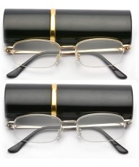 Rectangular 2 Pairs Metal Frame Spring Hinge Reading Glasses With Portable Aluminum Hard Case - Gold+silver - CY186SES2IX $9.61