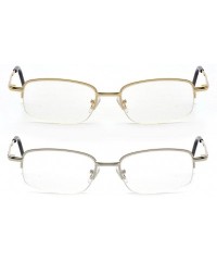 Rectangular 2 Pairs Metal Frame Spring Hinge Reading Glasses With Portable Aluminum Hard Case - Gold+silver - CY186SES2IX $9.61