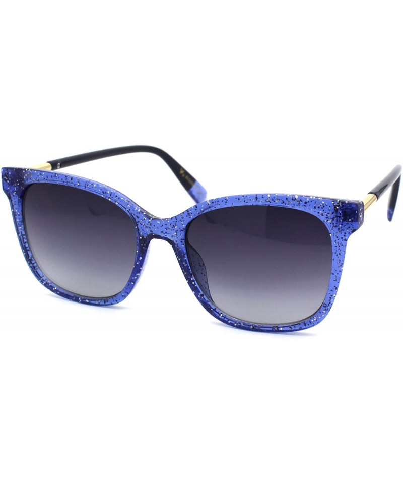 Rectangular Womens Snug Thin Plastic Boyfriend Horn Rim Sunglasses - Blue Smoke - C218WMQCOMX $12.42