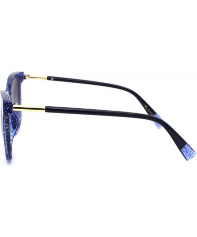 Rectangular Womens Snug Thin Plastic Boyfriend Horn Rim Sunglasses - Blue Smoke - C218WMQCOMX $12.42