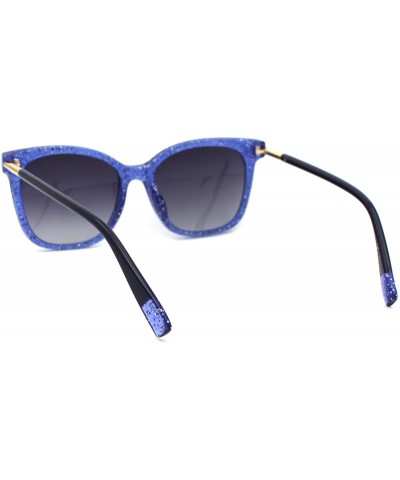 Rectangular Womens Snug Thin Plastic Boyfriend Horn Rim Sunglasses - Blue Smoke - C218WMQCOMX $12.42