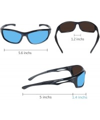 Round Basics Polarized Tr90 Unbreakable Frame Sports Sunglasses for Outdoor - Black/Black With Blue Lens - CM17AZ5SQKN $22.20