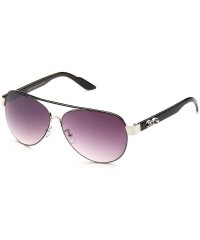 Round Big Oversized Aviator Fashion Sunglasses UV Protection Metal New Model - Silver/Black - CS117P3PAUL $10.60