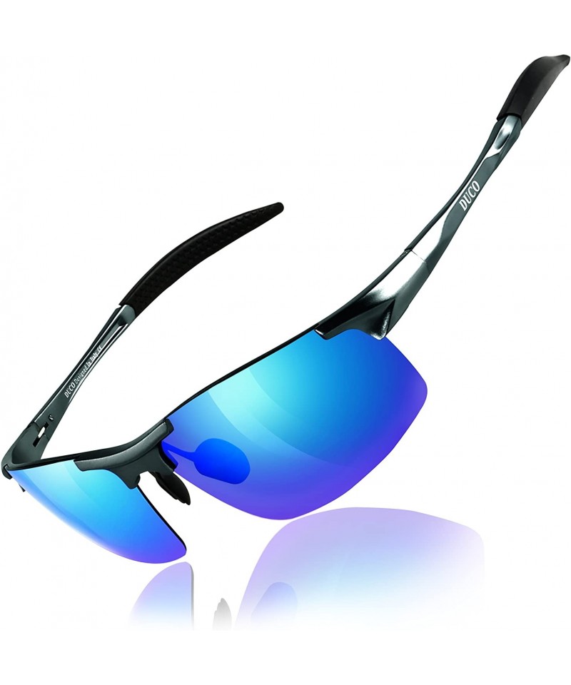 Aviator Mens Sports Polarized Sunglasses UV Protection Sunglasses for Men 8177s - Gunmetal Frame Revo Blue Lens - CS11TNSOC8D...