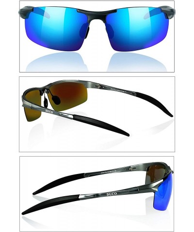 Aviator Mens Sports Polarized Sunglasses UV Protection Sunglasses for Men 8177s - Gunmetal Frame Revo Blue Lens - CS11TNSOC8D...