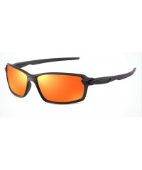 Square men's polarized sunglasses sports elastic paint colorful brand fashion designer polarized sunglasses - Red - CO18WWOSH...