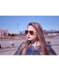 Round Ladies Metal Cat Eye Heart Round Integral Sunglasses Elegant De Luxe Stylish - Fan_2p_31mix - CQ17YO79L3L $28.42