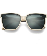 Round Polarized Women Oversized Sunglasses Square Horn Rimmed Stylish Shades with Flat Lens - Beige- Gray - CM1992LAATQ $16.87